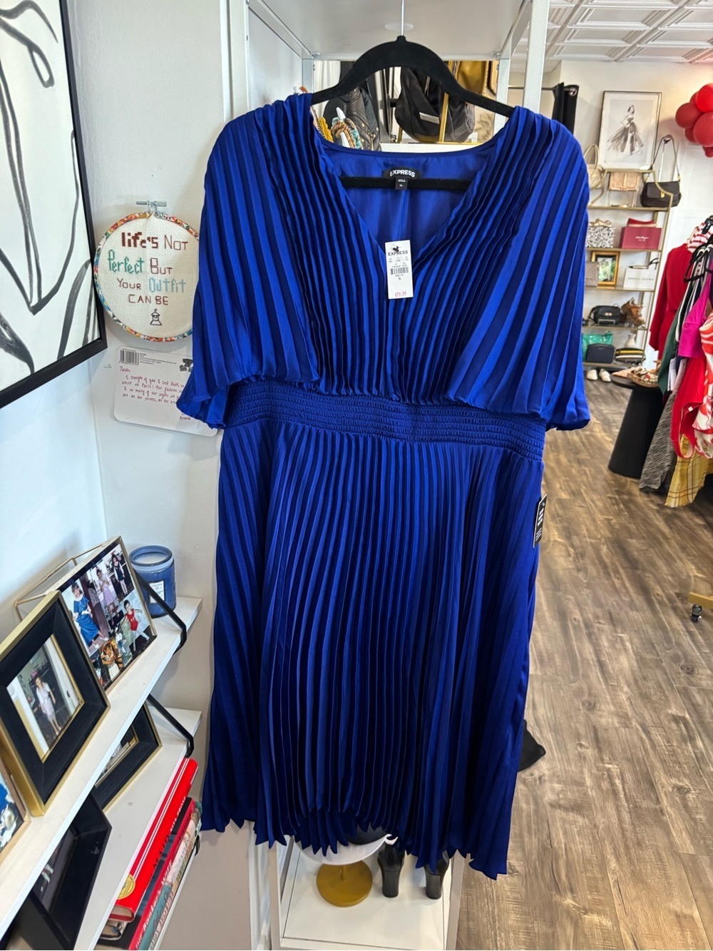 Express Royal Blue Pleated Midi Dress
